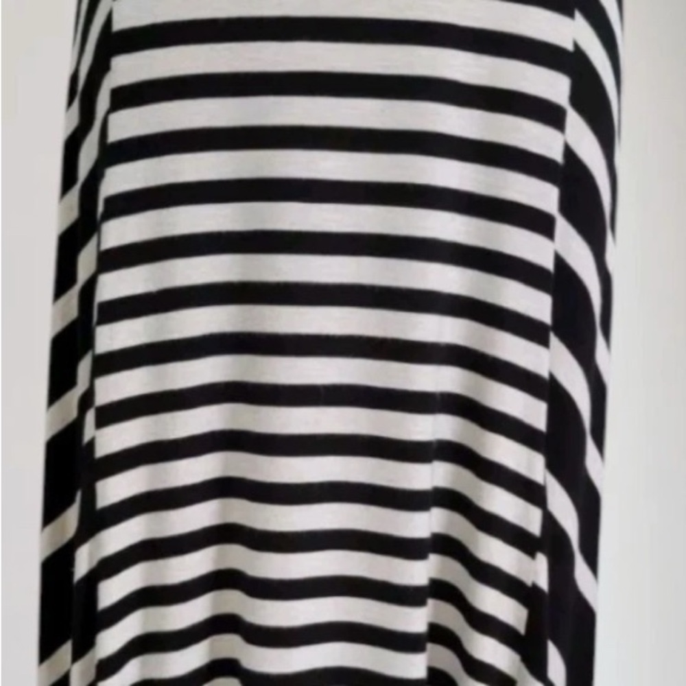 Women’s Chico's Black & White A-Line Hi-Lo Hem Midi Stretch Skirt Elastic Waist
